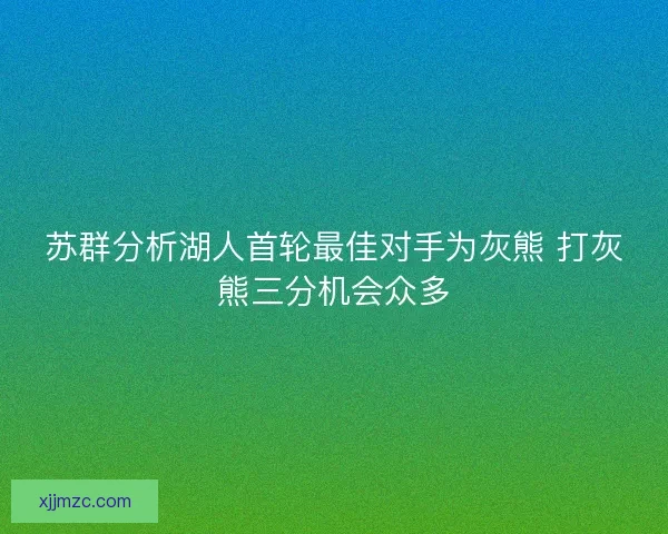 苏群分析湖人首轮最佳对手为灰熊 打灰熊三分机会众多